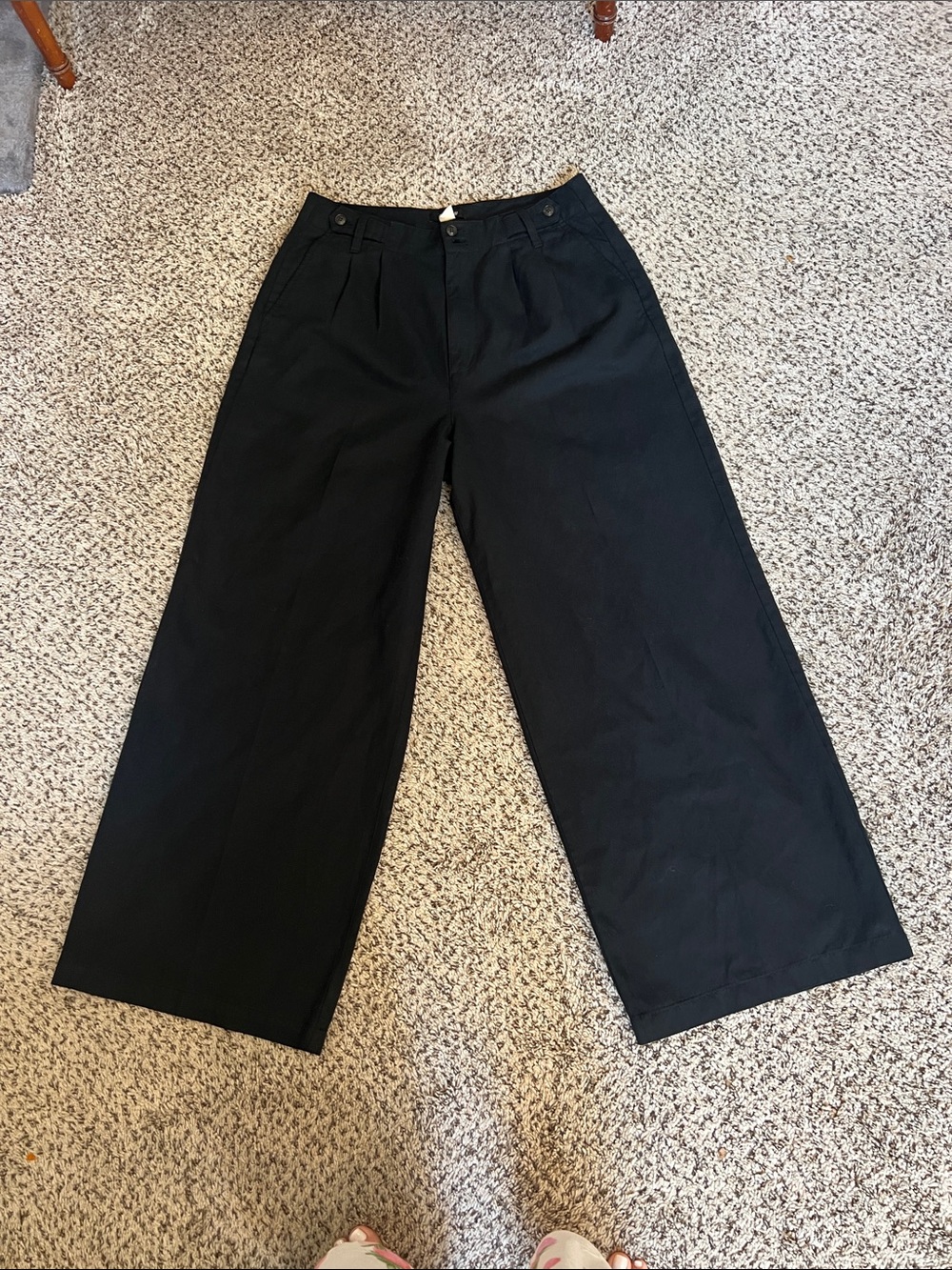 VGUC Madewell Pleated Wide Leg Ankle Pants.  Size 30. Color is Black